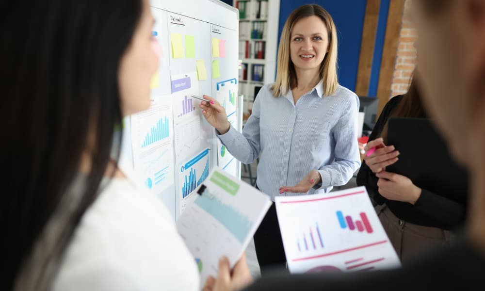 A business leader leading a training session.