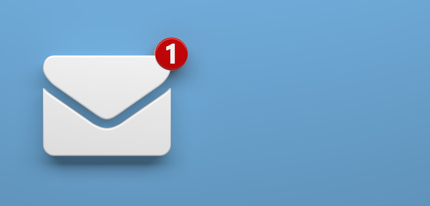 Email icon in front of blue background indicating email outreach