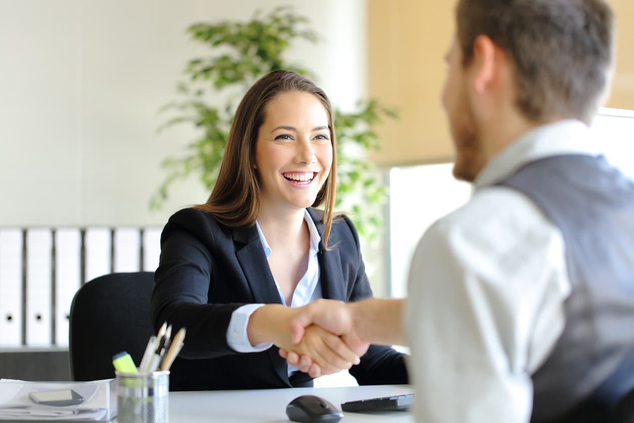 handshake after a sales interview